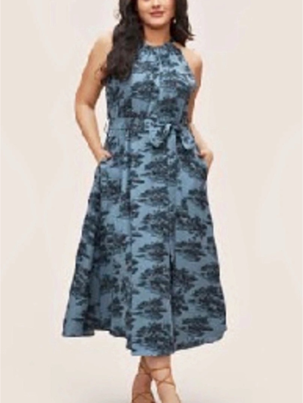 Torrid Plus Size A-Line Midi Dress Blue Floral